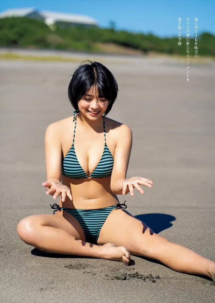 Erotic images of Kuwashima sea sky. Short cut beauty busty boobs swimsuit 89th image