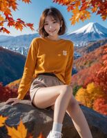 SDXL Autumn Outfit Miniskirt Foot Fetish Older Sister Image AI Generated