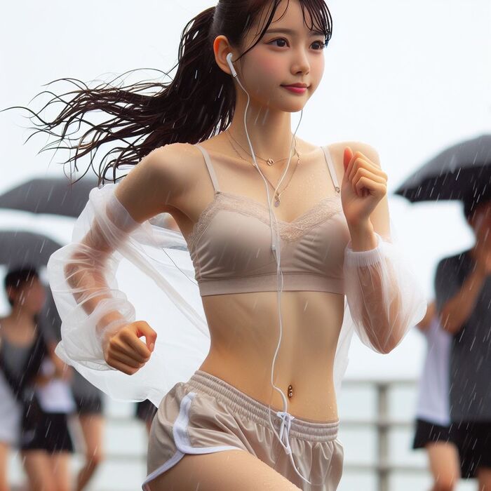 海邊認真跑步的女孩最美麗 AI Generated 4th image