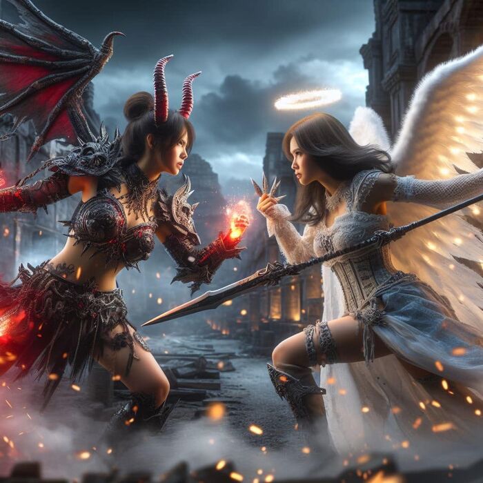 惡魔與天使:激戰 AI Generated 2th image