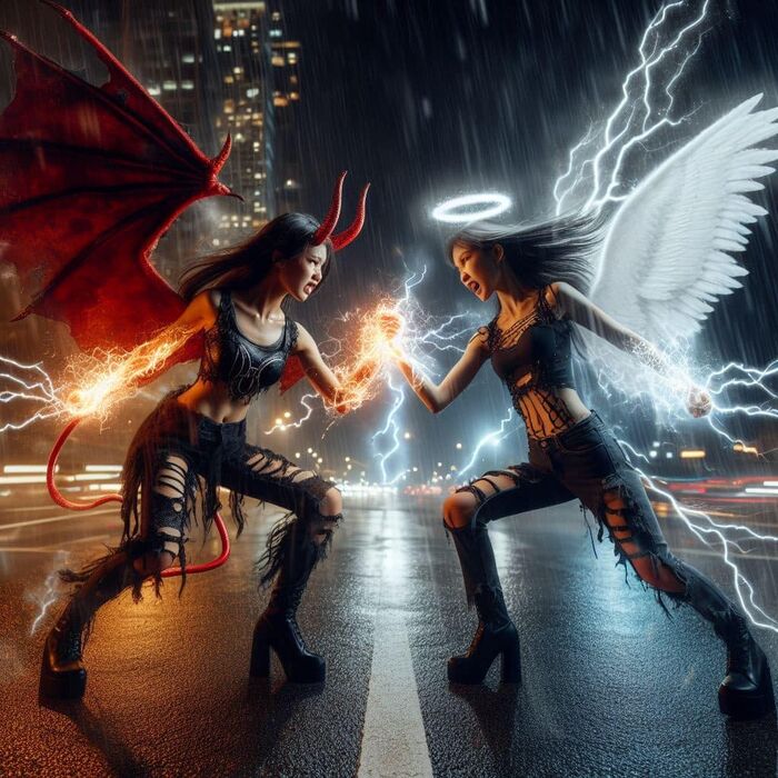惡魔與天使:激戰 AI Generated 3th image