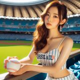 青春的妹子果然好(棒球場風格) AI Generated