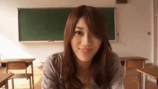 33 kissing GIFs! - A naughty girl who chews at the camera is erotic and comes out! 8th image