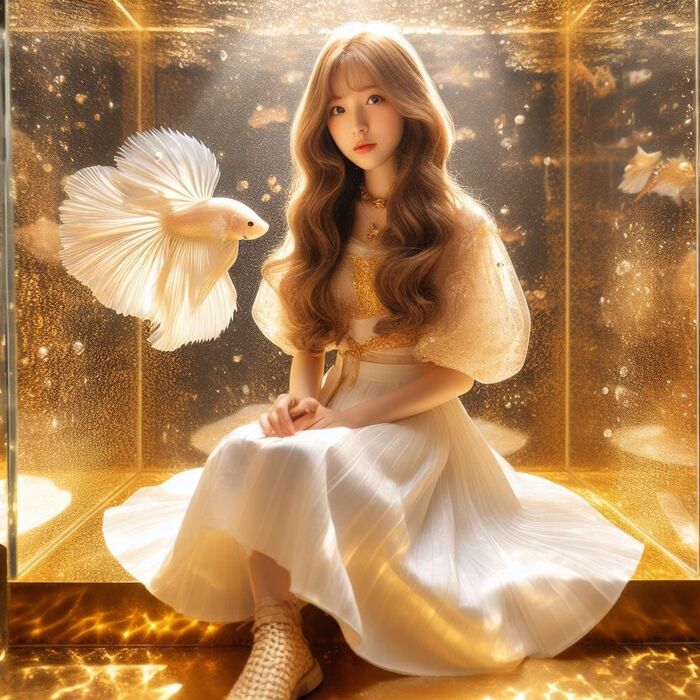 海底古civilization的少女與鬥魚 AI Generated 3th image