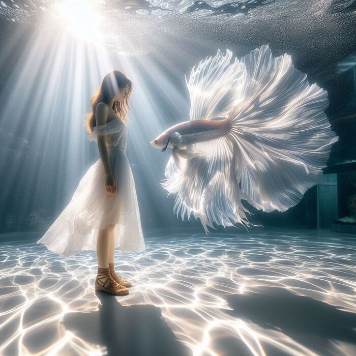海底古civilization的少女與鬥魚 AI Generated 4th image