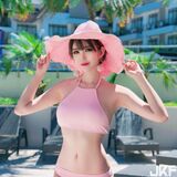 短髮禦姐系模特兒 超可愛泳裝配上白皙copper體 根本太逼人了