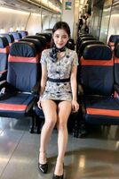 CA Panty Shot AI Erotic Image 131 Generated Airplane Flight Attendant Mr./Ms.'s Beautiful Legs Glimpse Shot