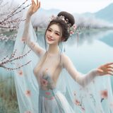 湖泊梅花草地西漢女子露胸篇 AI Generated