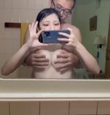 Super premature ejaculation with great excitement in the chome taken in the mirror wwwwwww