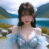 青春的妹子果然好(湖泊藍風格) AI Generated