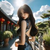青春的妹子果然好(深藍旗袍風格) AI Generated