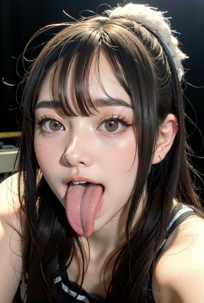 [2nd] 70 Ahegao AI erotic images I tried to generate a lascivious face beauty with a close eye tongue out 11th image