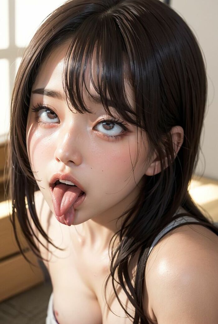 [2nd] 70 Ahegao AI erotic images I tried to generate a lascivious face beauty with a close eye tongue out 14th image