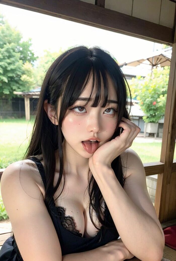 [2nd] 70 Ahegao AI erotic images I tried to generate a lascivious face beauty with a close eye tongue out 17th image