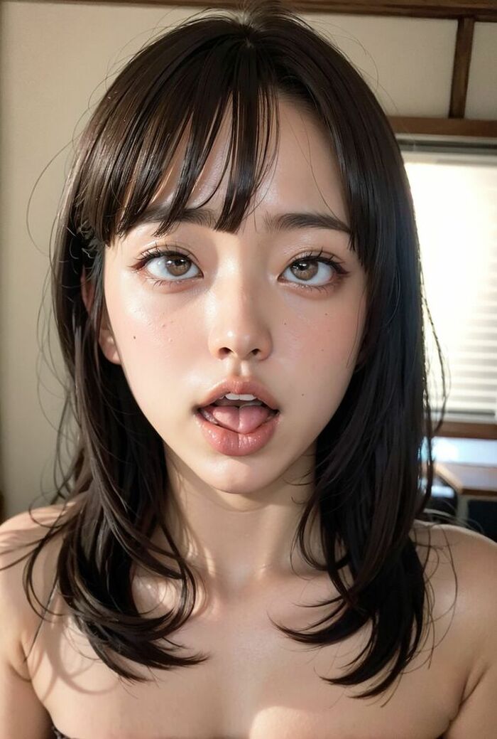[2nd] 70 Ahegao AI erotic images I tried to generate a lascivious face beauty with a close eye tongue out 19th image