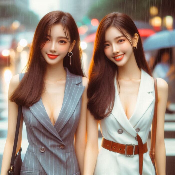 雨天街頭隨拍趕上班的OL AI Generated 4th image