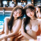 度假飯店泳池畔.寫實風格 AI Generated
