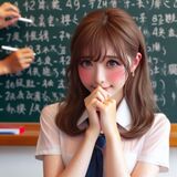 認真的學勉強的女學生．美美的日常 AI Generated